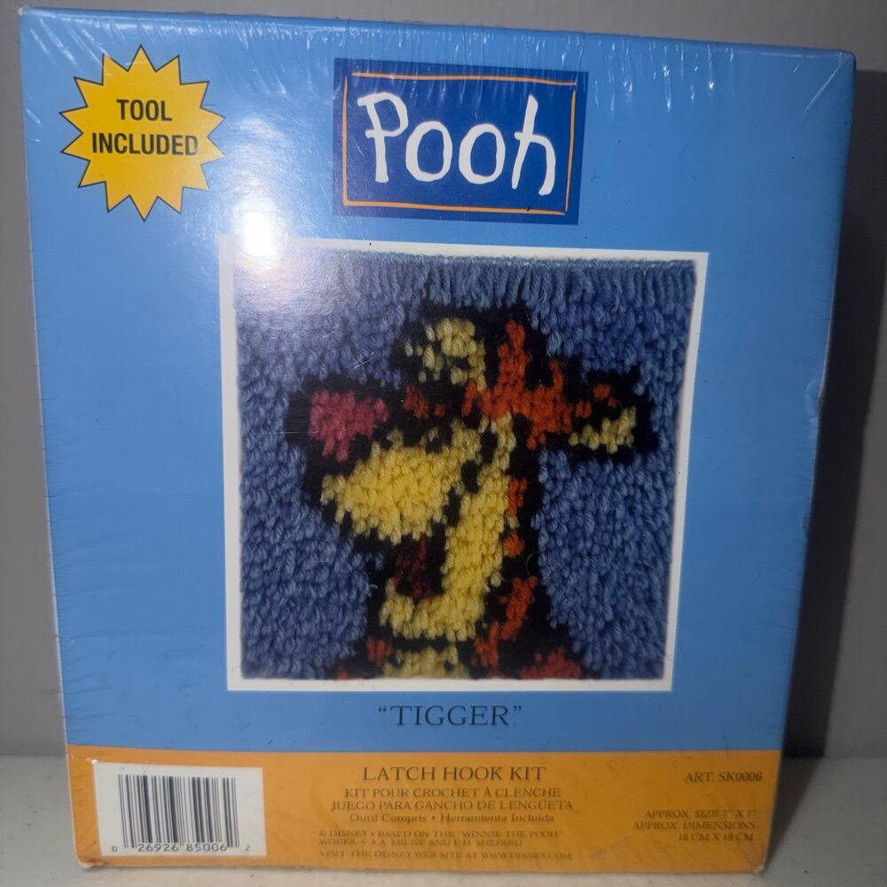 Disney Tigger Latch Hook Kit 7"x7" w/ Tool Winnie Pooh SK0006 Craft